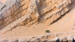 Barren, craggy cliff face in brown tone with photo taken staring straight at the face